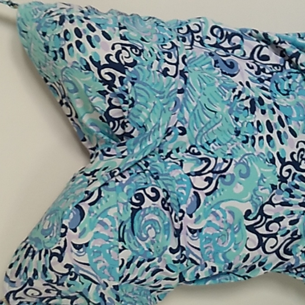 Lilly Pulitzer Aqua Blue & Navy One-Piece Swimsuit - Picture 2 of 5